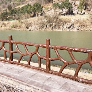 水泥仿木护栏景区仿树藤混凝土预制护栏河道桥梁围栏栅栏水泥栏杆