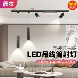 led吊灯 餐厅前台吧台明装导轨吊线射灯 COB二线补光灯轨道聚光灯